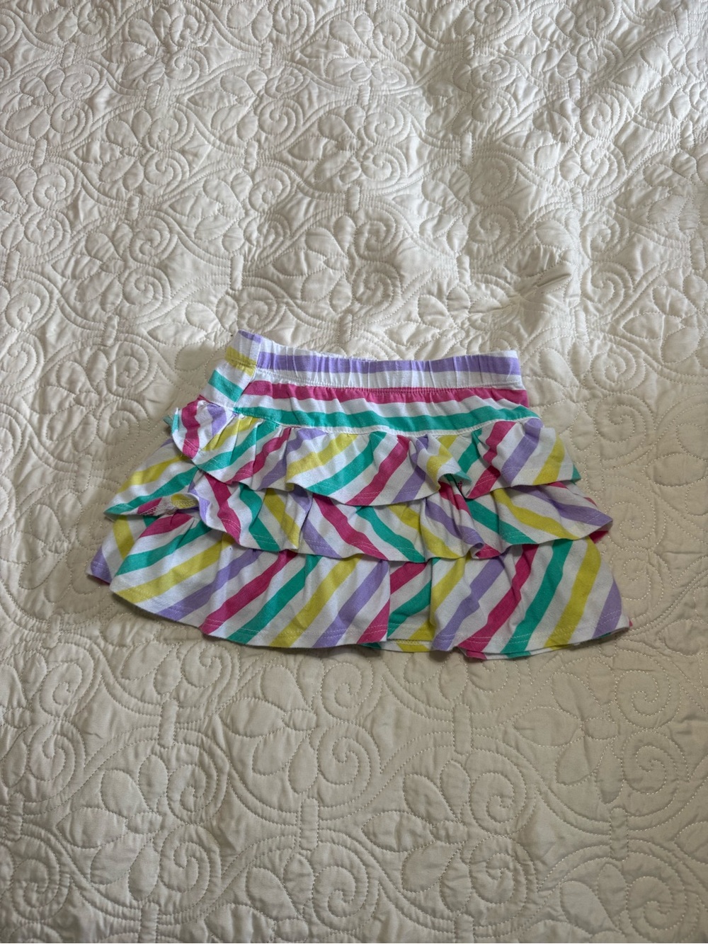 Girls rainbow skirt skort ruffled tiered layers colorful stripes by Epic Threads